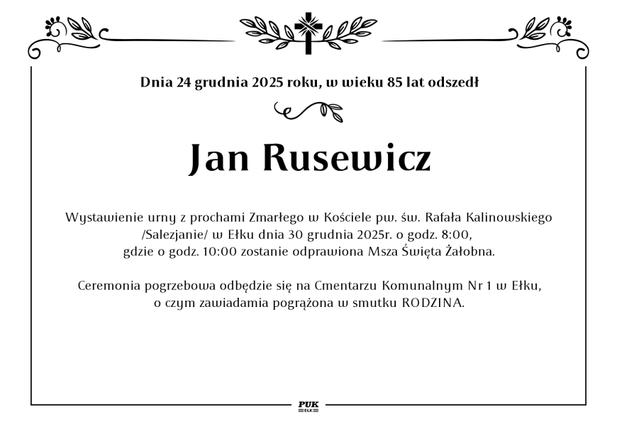 Jan Rusewicz - nekrolog